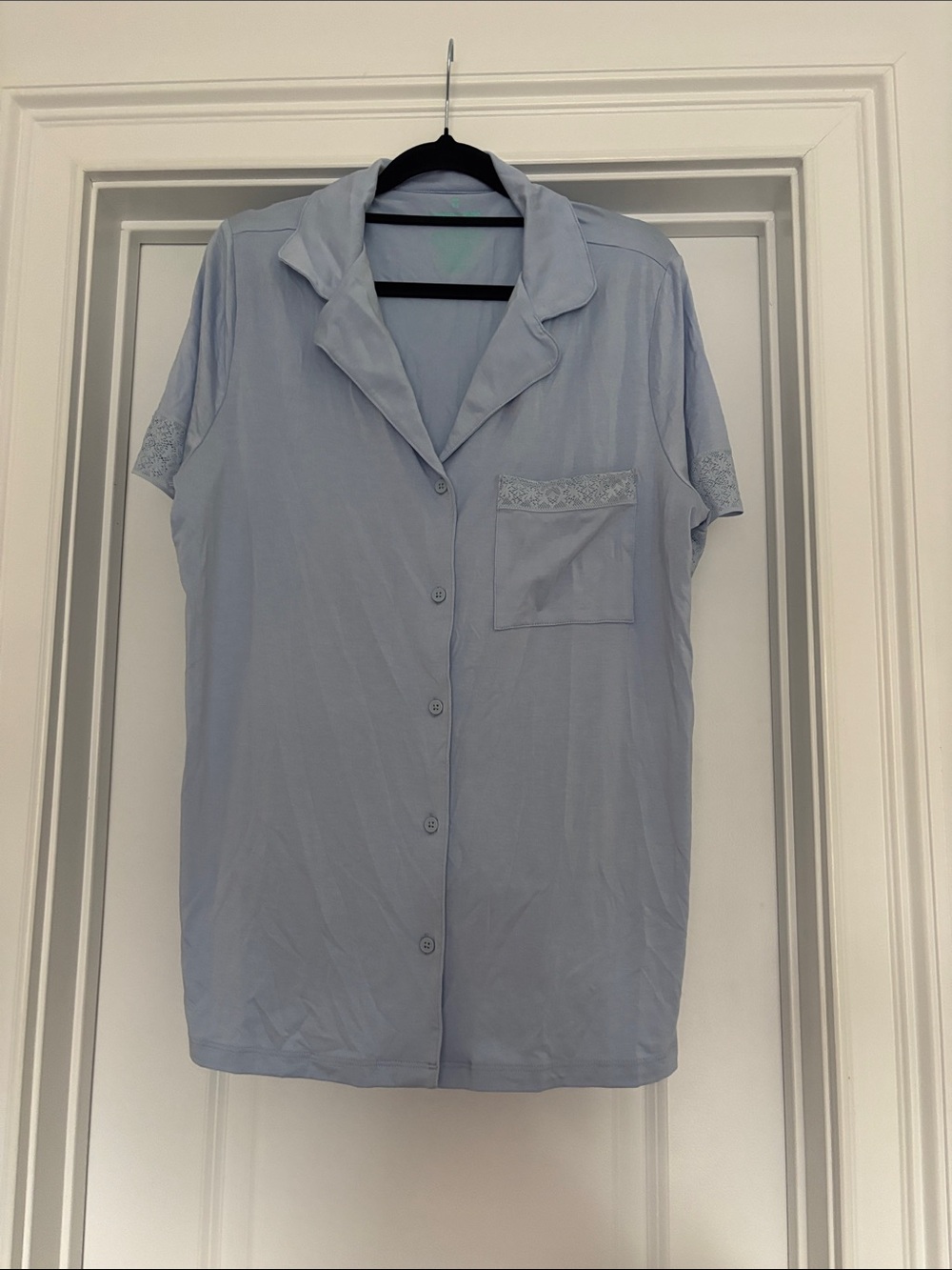 Tommy John Light Blue Short-Sleeve Button-Down Shirt